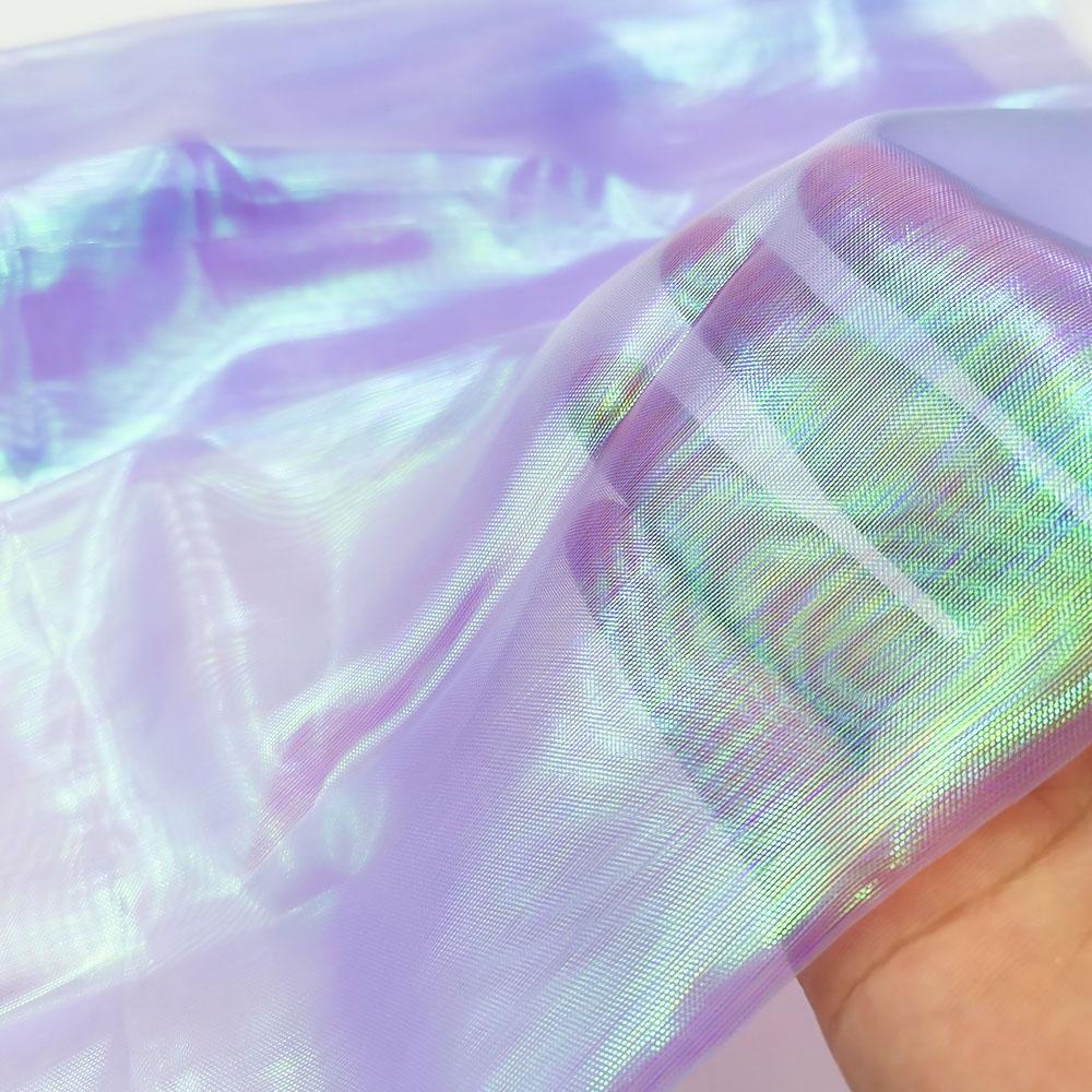 100x150cm Holographic Fluorescent Voile Organza Tulle Fabric Shiny Gauze for Wedding Decor Stage Costumes Doll Clothes DIY Craft