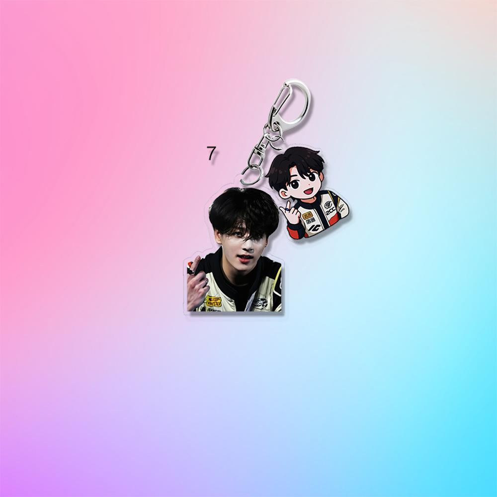 

BTS Race Car Driver Style Double-Charm Keychain, Bangtan Boys Photo & Cartoon Keyring, Kpop Idol Bag Pendant for ARMY Fans JUNGKOOK