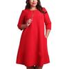 Premium Quality Plus Size Women Red Green Color Printed Round Neck Dress For All Occasions