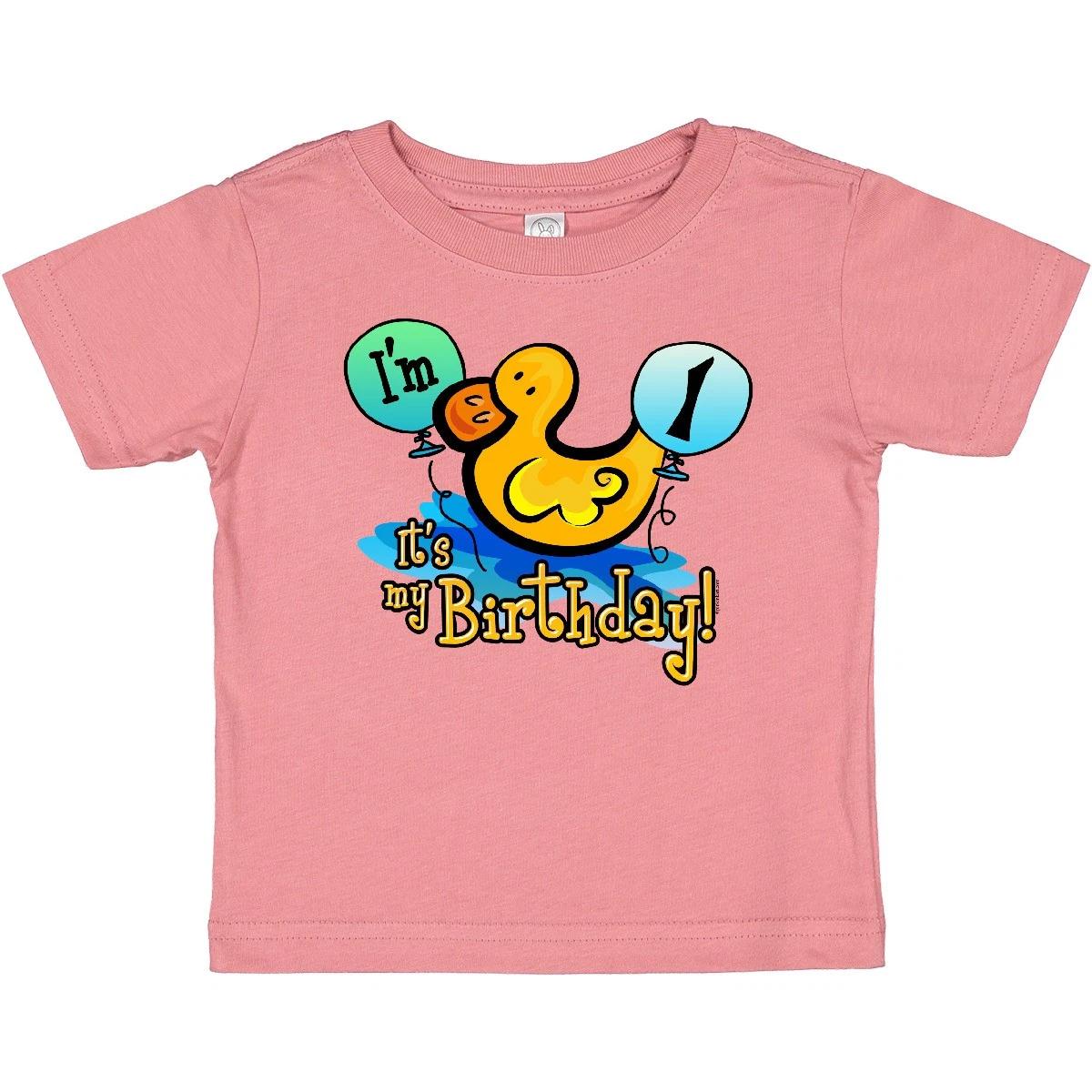 Inktastic Ducky 1st Birthday Baby T-Shirt Duck Balloons Cartoon Pond Infant Tees 100