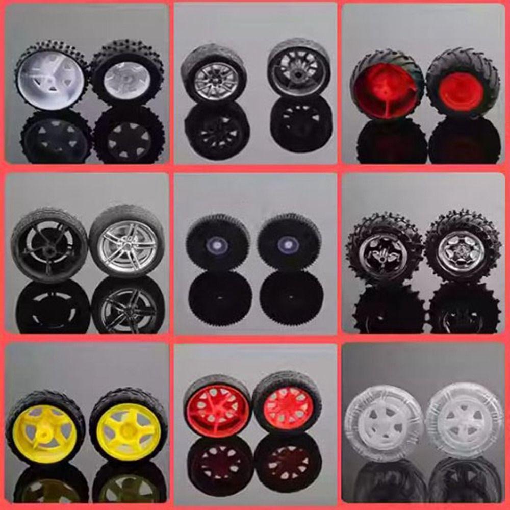 

Anti-skid Drive Car Plastic Wheel Black Rubber Wrapped Tire Model New Off-road Rubber Tires 4pcs 40mm