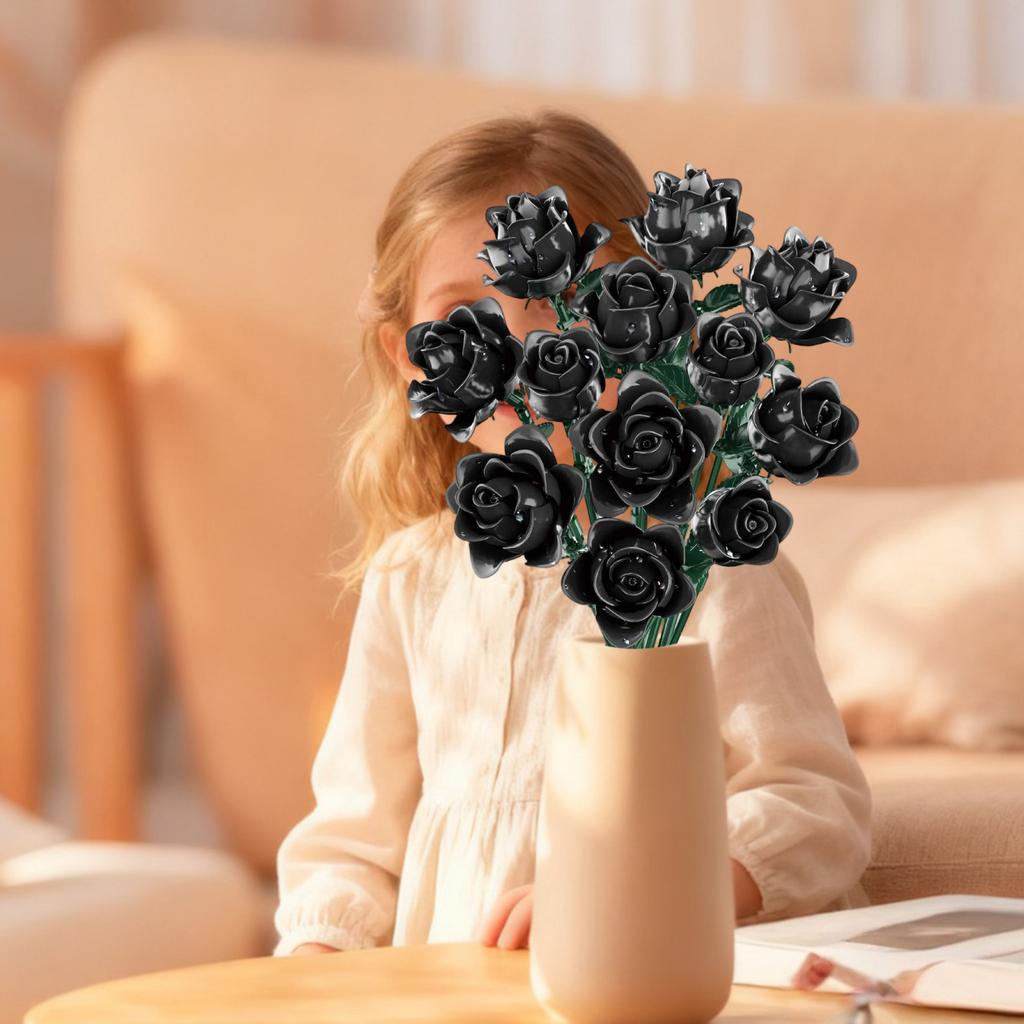 Buchet de trandafiri de construit, Jucărie cu floare conservată Blue Enchantress pentru fete.