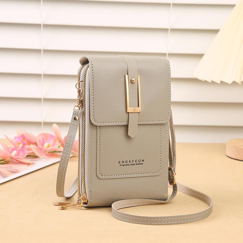 Taşınabilir PU Deri Cep Cüzdan Vintage Dokunmatik Ekran Para Klip Omuz Crossbody Çanta Telefon Çantası IPhone Samsung Huawei için