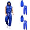 Men Waterproof Sports Tracksuit Front Zipper Sleeveless Vest with Detachable Hood and Jogging Pants for Workout Cycling Running Gym