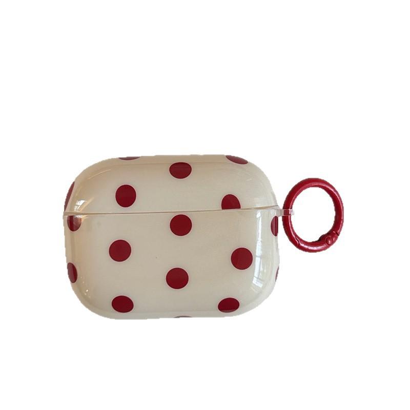Simple beige red polka dot AirPods 1 generation protective cover for Apple earphones AirPods Pro1/1 generation