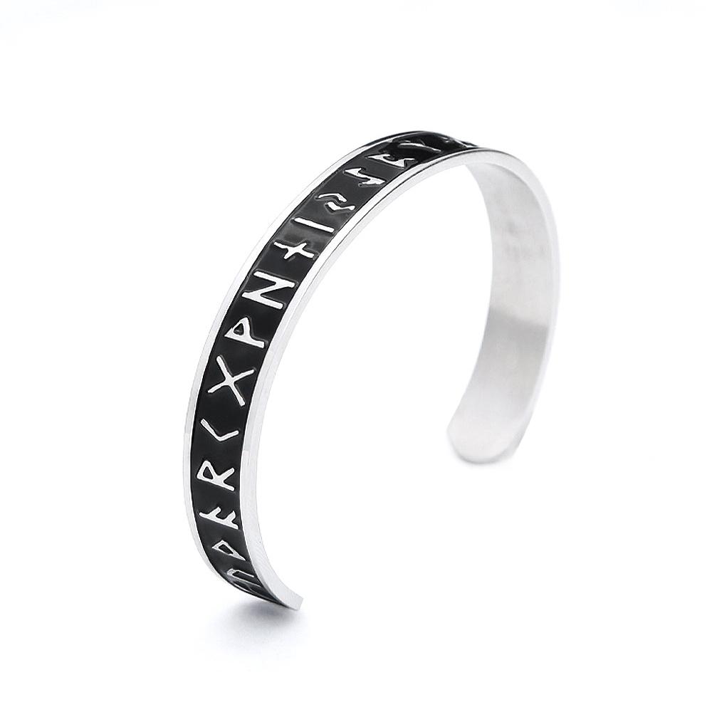Vintage Nordische Wikinger Runen Einfaches Armband Für Männer Frauen 316L Edelstahl Öffnbares Armreif Armbänder Amulett Schmuck Geschenke