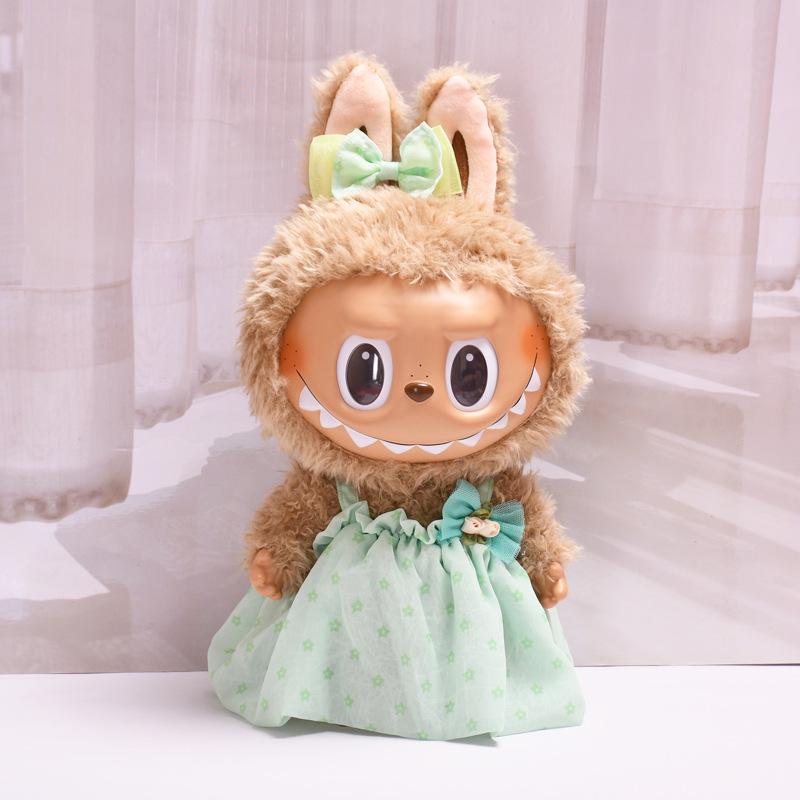 38cm Labubu Plush Doll Casual Outfit Set with Hat (Clothes Only)