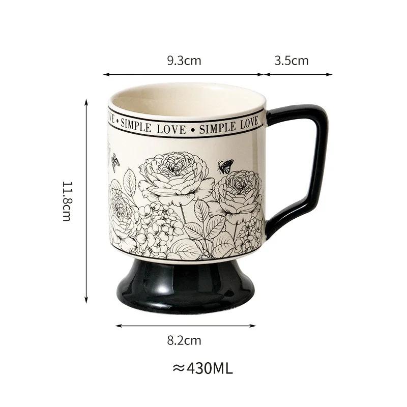 

370 мл ретро керамический бокал кружка для кофе с рисунком розового сада офисная кружка для воды с ручкой домашняя чашка для завтрака овсянки напиток подарок 430ML