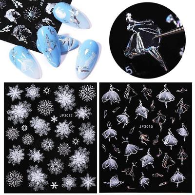 Nagelkunst-Abziehbilder, Dekoration, selbstklebende Nagelkunst-Aufkleber, Maniküre-Design, weißer Schnee-Aufkleber für Nageldesign, Frohe Weihnachten