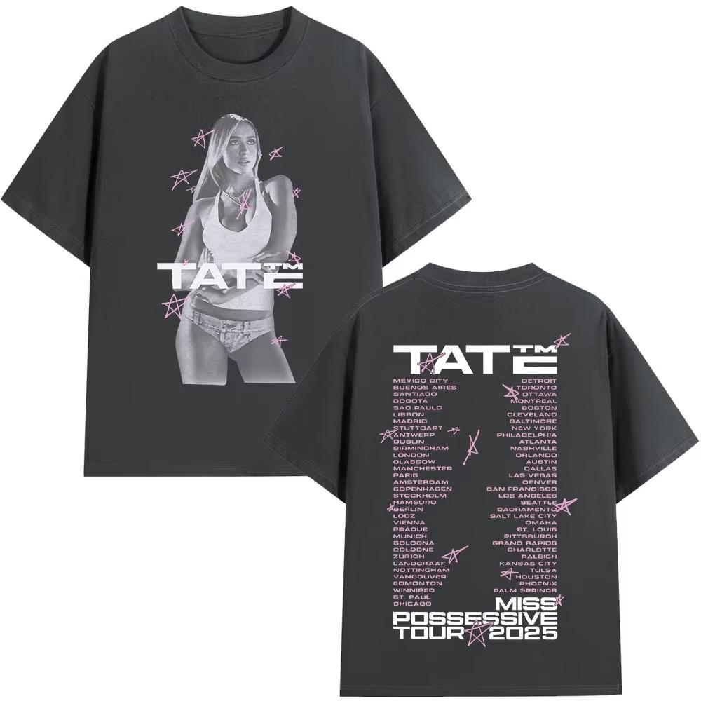 Tate McRae Miss Possessive Tour Merch TShirt Unisex Harajuku ONeck Short Sleeve T Shirts Cotton Casual Unisex Tshirt Streetwear