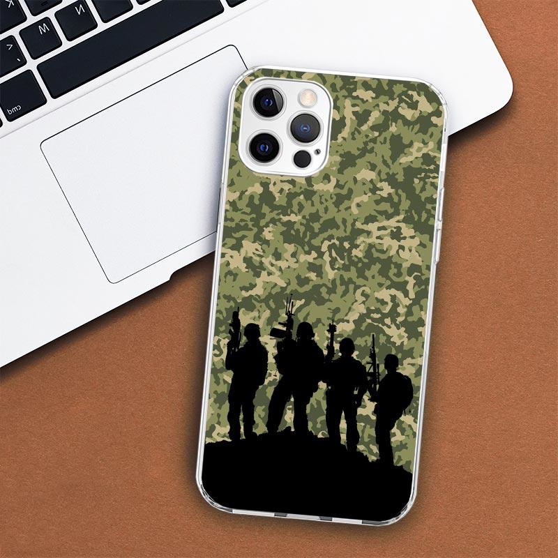 Camouflage Military Phone Case For Apple iPhone 11 12 13 15 14 Pro 7 XR X XS Max 8 Plus + Mini SE Customized Print Soft Cover