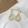 Camellia Temperament No Ear Pierced Ear Clips Pearl Flower Checkerboard Diamond Triangular Ear Clips Niche Earrings Women