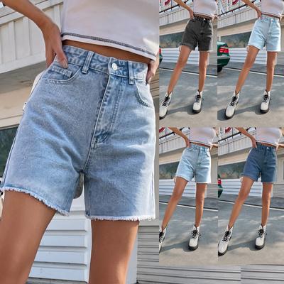 Azul feminino denim shorts verão cintura alta casual chique solto jean shorts para mulheres verão denim curto femme