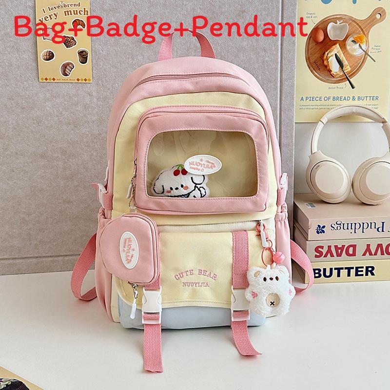 Childrens Backpack For School With Nylon Material And Colorblock Design For Girls