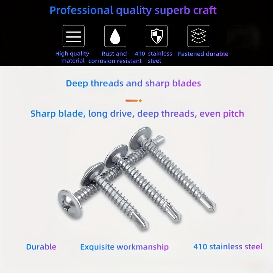 49pcs 410 Stainless Steel Truss Head TEK Self-Drilling Screws, #8 Metal/Furniture Sheet Wood, 1/2''(13mm) To 2''(50mm),