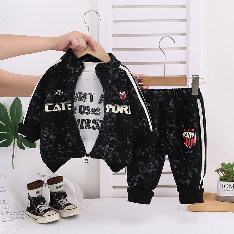 0-5-year-old Boys' long sleeved 3-piece set, Children's casual simple sportswear set, High-quality clothes