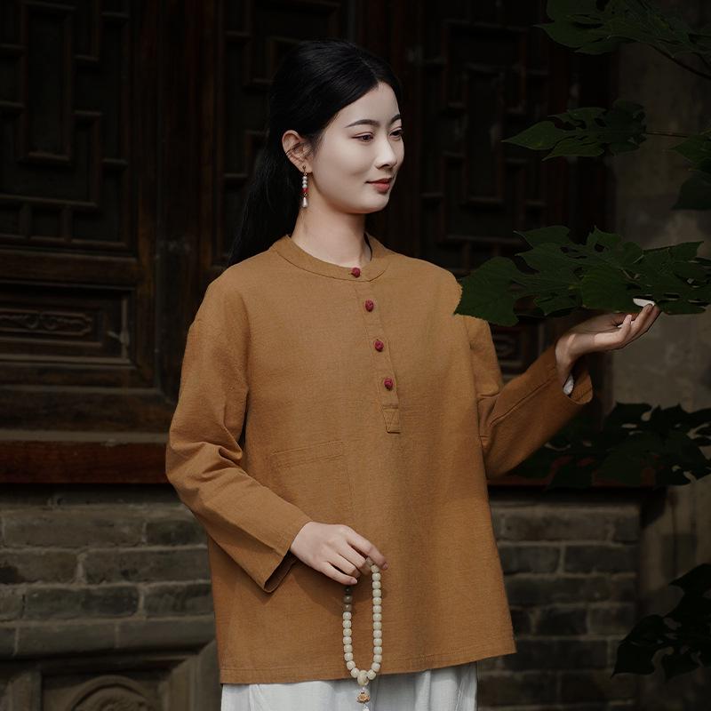 Women's Spring-Summer Ramie Zen Practice Top - Chinese Retro Style