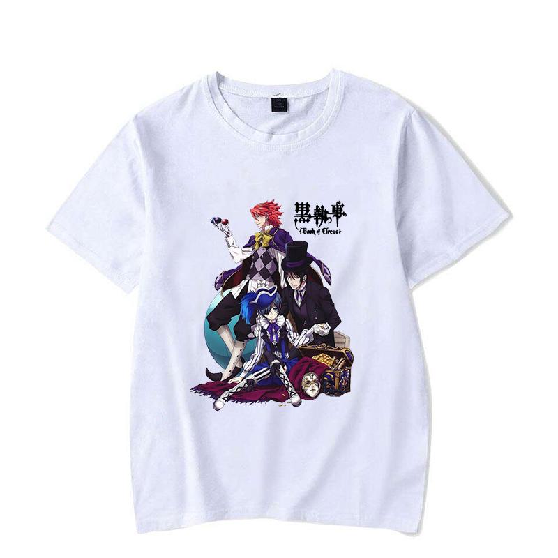 Hot Anime Black Butler Sebastian Michaelis Ciel Phantomhive Printed T-shirts Men Women Summer Casual Short Sleeved T-shirts