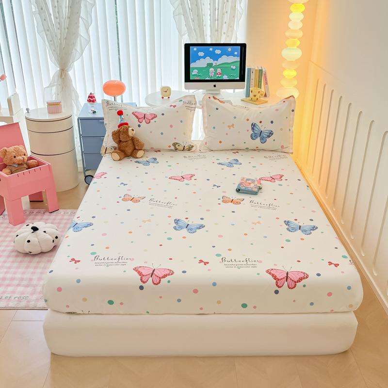 Pure Cotton Mattress Single Piece 100 Cotton Mattress Protective Cover, Bed Cover, Children's Boy Bed Sheet, Three-piece Mattress Model.