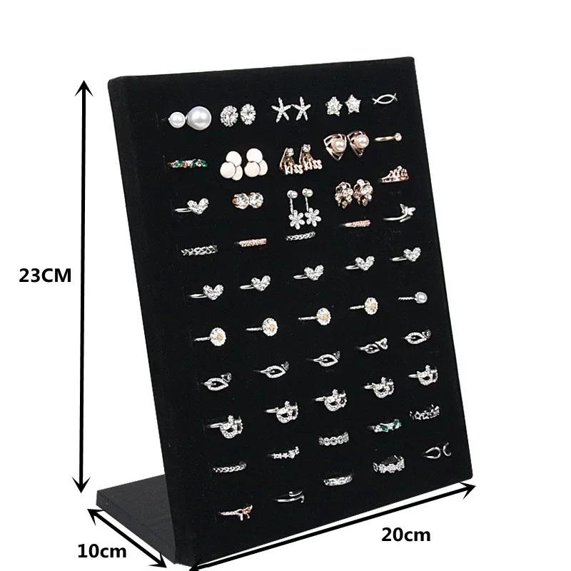 

2026 New Soft Velvet Display Case For Ring Earrings Bracelet Jewelry Displays Stand Board Holder Storage Box Plate Organizer чёрный