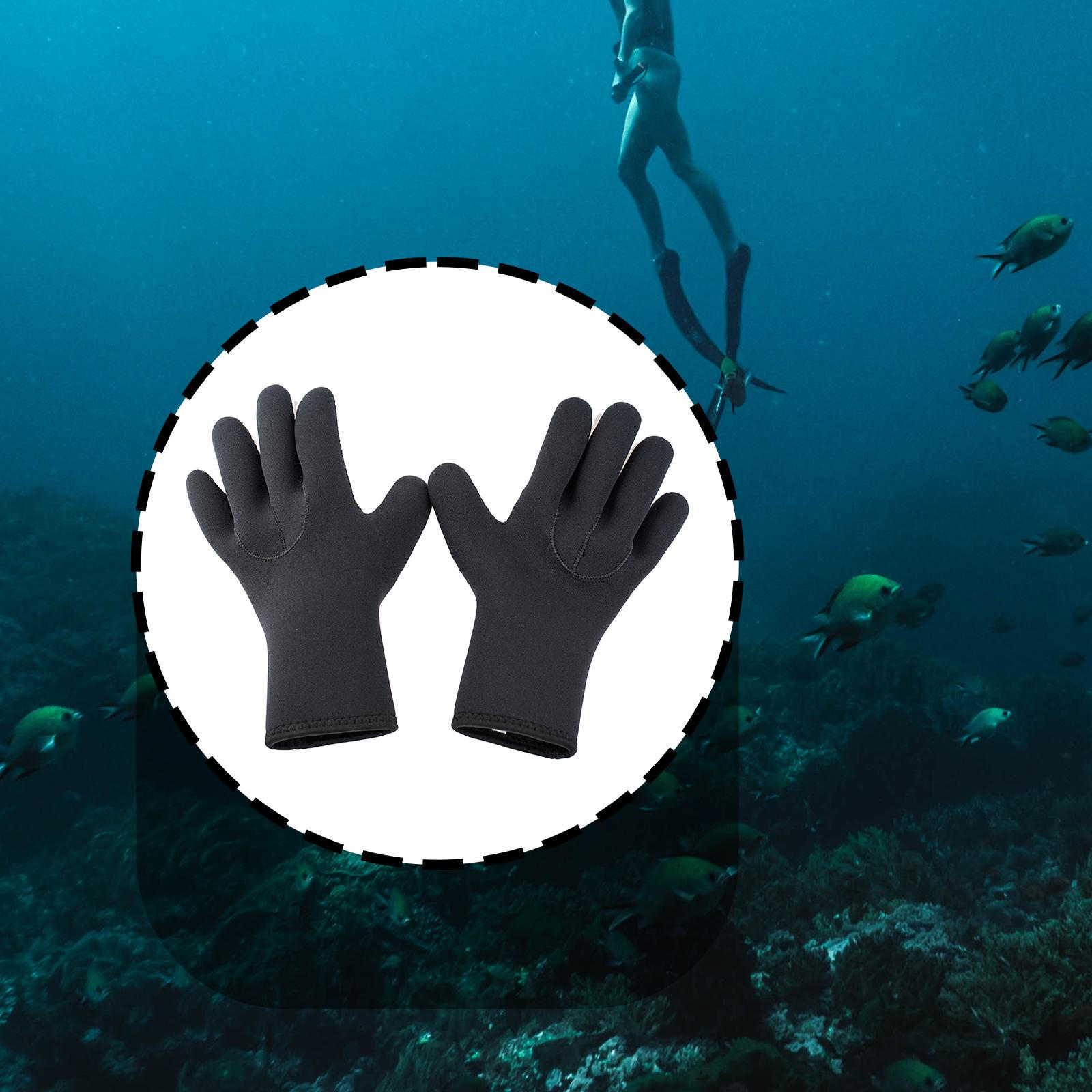3mm Neoprene Diving Gloves, Five-Finger Non-Slip Swimming Hand Protection for Fishing, S