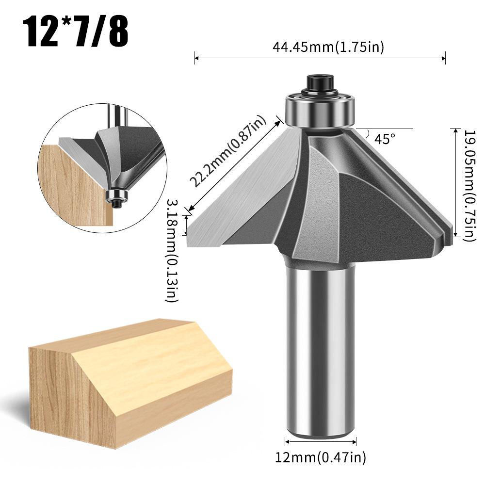 6 Handle 12 Handle 45 Degree Bevel Knife Woodworking Milling Cutter Trimming Machine Engraving Cutter Head 45 Degree Chamfer Knife Bevel Knife