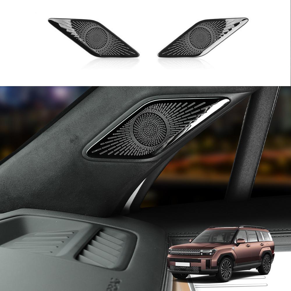 For Hyundai Santa Fe MX5 2024 2025 2PCS Stainless Steel Car Door A-pillar Audio Speaker Cover Trim LHD