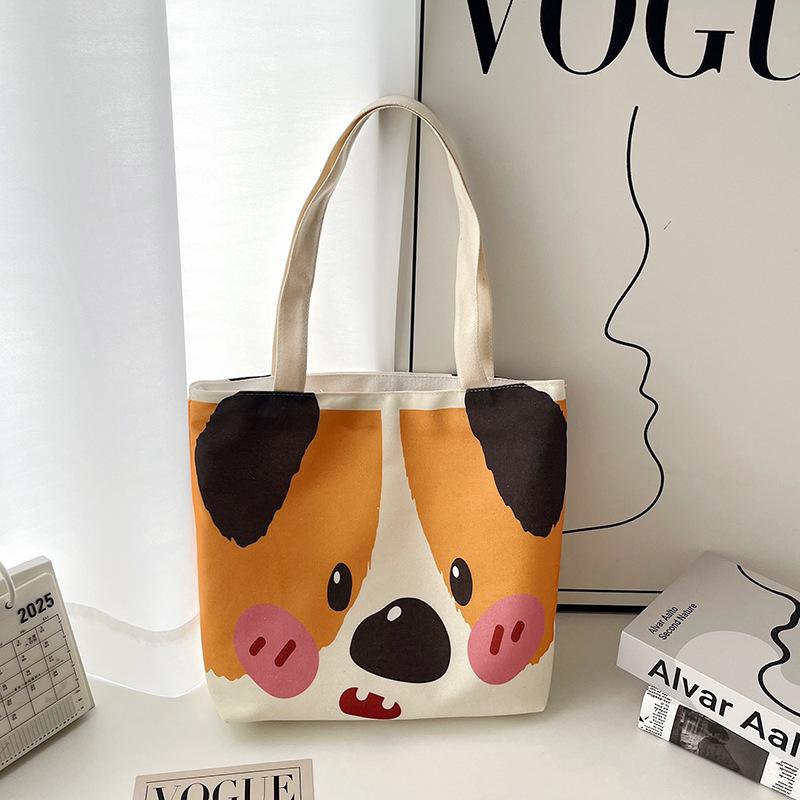 Cartoon Cute Canvas Bag New Large Capacity Fashion Versatile Underarm Bag Casual Commuter Tote Bag