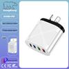 Multi-Port EU/US/UK Travel Charger: 3 USB + 1 Type-C (5V/2.4A)