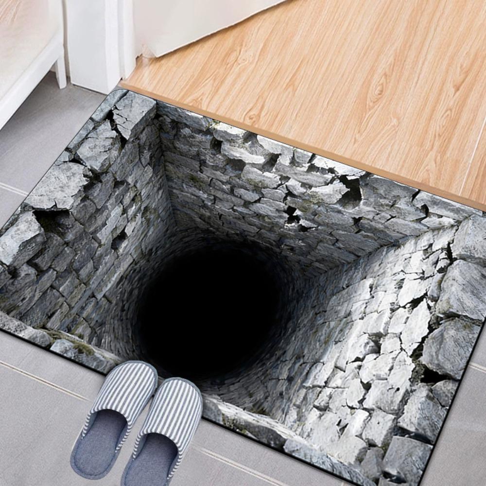 

Нековзкий килимок для ванної кімнати 3D плаский килимок для спальні біля дверей Килимок-дверний з оптичною ілюзією Декор для дому 40×60CM-A