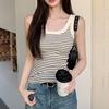 7 striped suspenders, slim-fitting and thin t-shirt, skin-friendly, versatile, sleeveless, summer outer cotton vest, trendy and comfortable