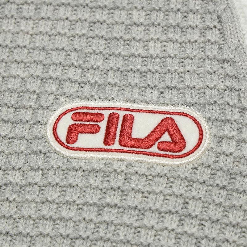 Fila Original Casual Fashion Retro Trendy Waffle Half-Zip Loose Knit Sweater Men sweater Ghost-White Flower-Gray F11M549402FLM