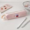 Cute Plaid Large Capacity Pencil Case Pen Bag Kawaii Stationery Storage Bag Suitable For Back-To-School Season Girls