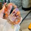 Red Resin Flower Design Crystal Bracelet, Fortune-Bringing Pixiu Silver Obsidian Black Gold Super Seven Bracelet for Women, Natural and Authentic