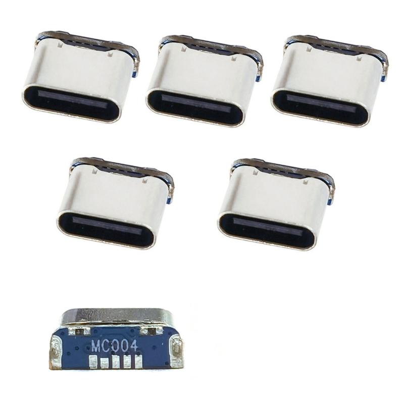 2 Stück Ladeanschluss für PCB Löten DIY Reparatur Adapter USB-Anschluss Typ C Buchse 5Pin SMD SMT Typ-C Buchse