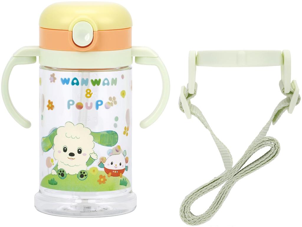 Skater Baby Straw Mug with Foldable Handle and Shoulder Suitable for Ages 1 Year and Inai Inai Baa 25 Strap, 2-Way Design, 370ml, Up, (Peek-a-Boo)