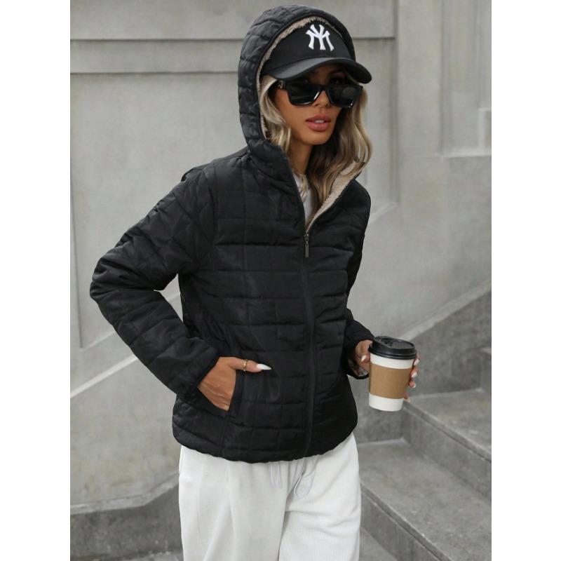 Women S Quilted Hooded Winter Cotton Coat Warm Lightweight Jacket