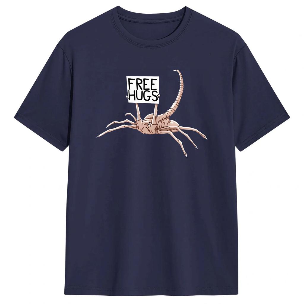 Casual T Shirt Summer Free Hugs Funny Facehugger Aliens Fashion T-Shirts Cotton Tee Shirt for Awesome Short Sleeve Clothes