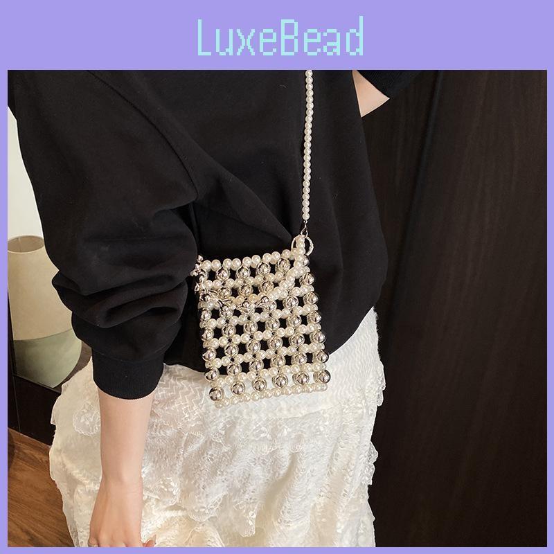 Chain Small Pearl Square Bag Slanted Hanging Single Shoulder Handbag Casual