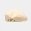 Women's Checked Beret Winter Floral Embroidery Street Fashion Hat Internet Celebrity Artist Xingjing BLM154