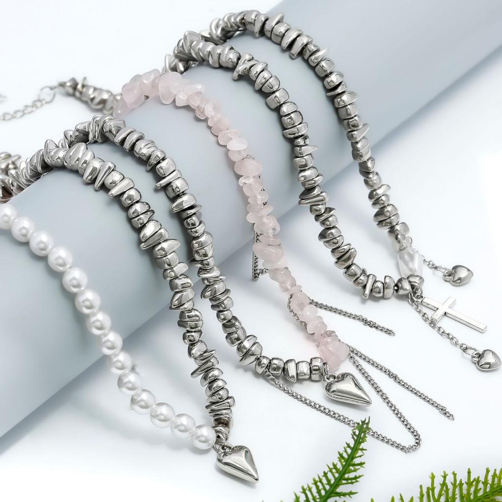 High sense elegant irregular CCB geometric love pendant necklace broken silver Choker party jewelry women