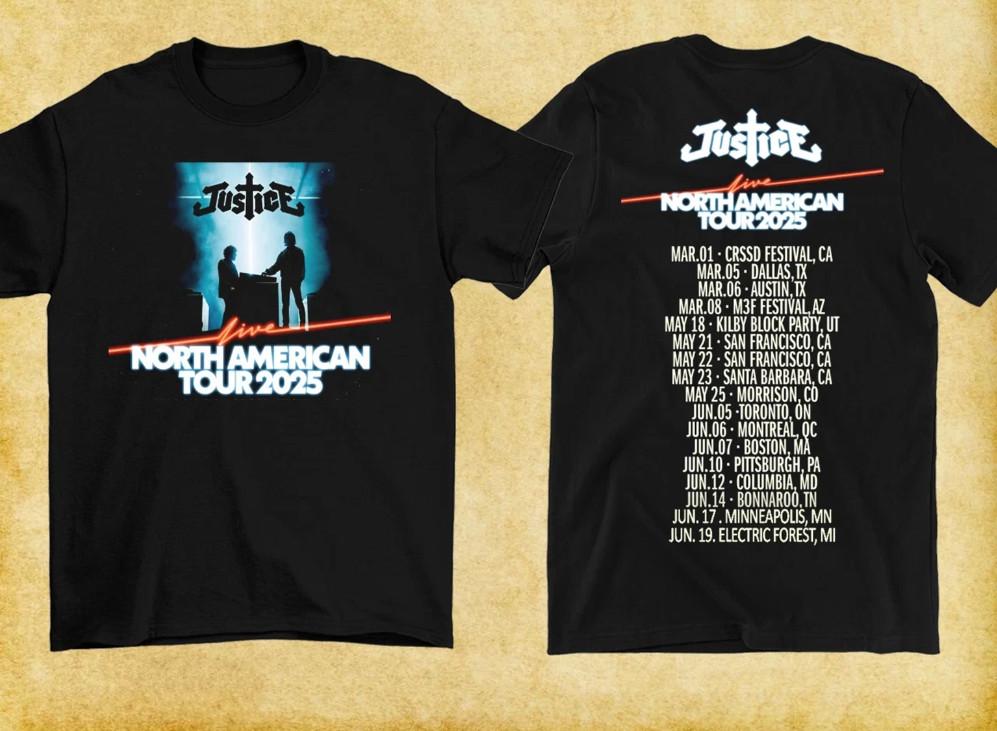 

2 sides Justice Band American Tour 2025 Shirt Black Unisex S-5XL Unisex T-Shirt XXXL