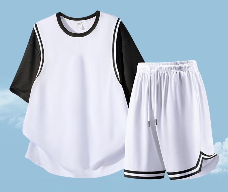 Best-Selling European-Size Basketball Set: Short Sleeve Round Neck Sporty Casual Running Outfit