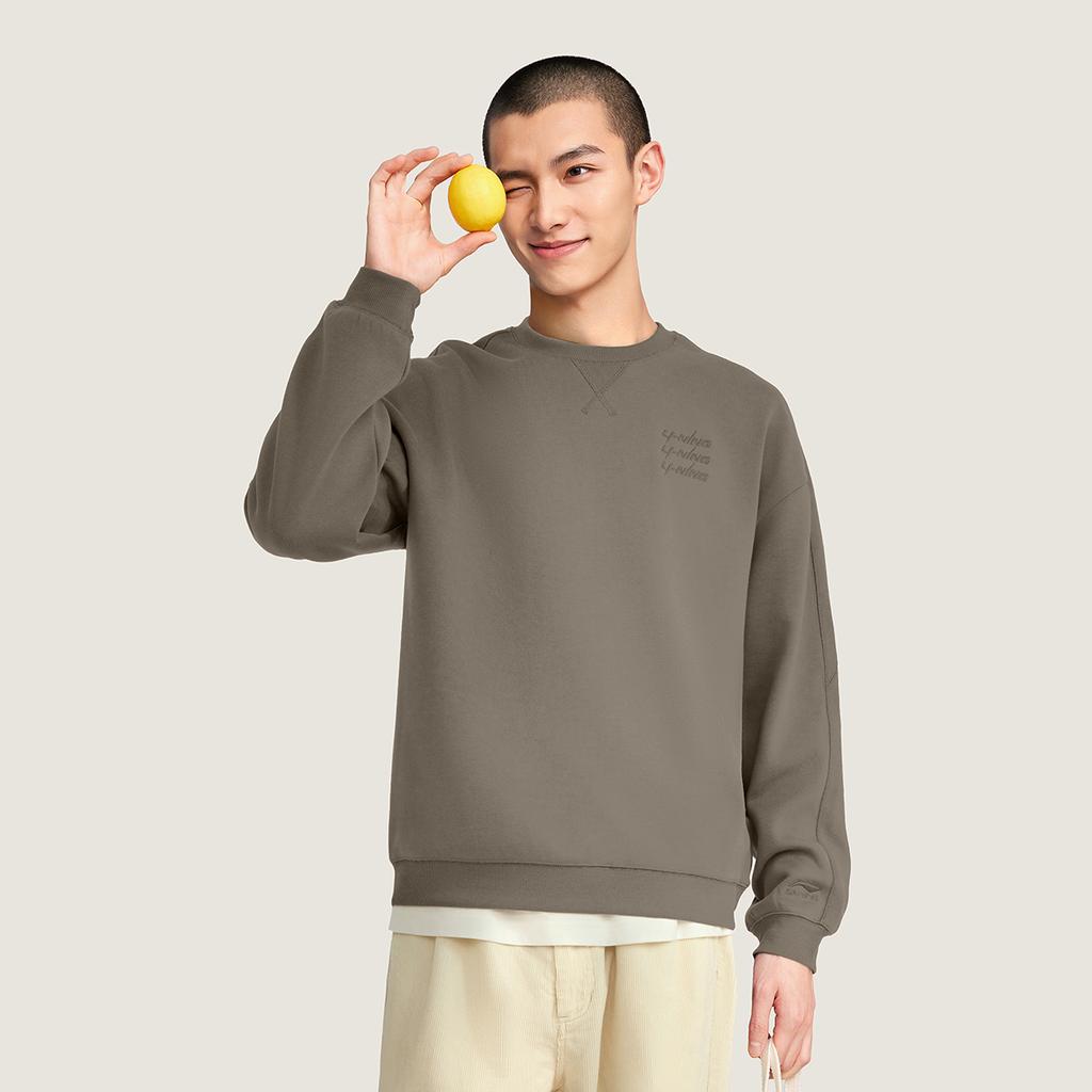 Li Ning Sports Lifestyle Series Round Neck Casual Fashion Letter Fleece Sweatshirt Unisex Sweatshirt AWDVF71-5