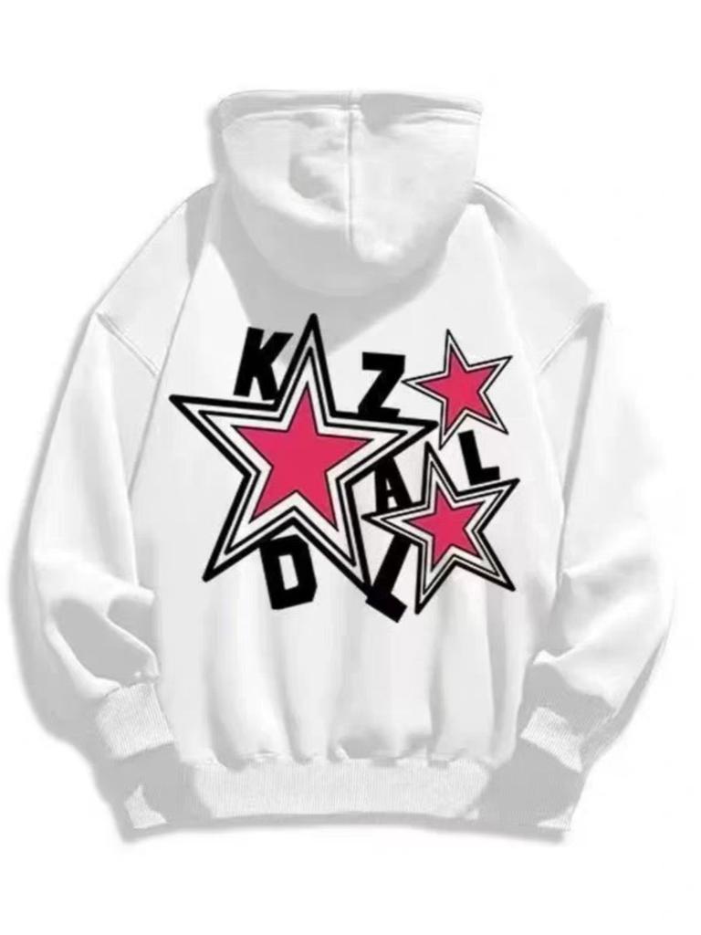 2025 New Outdoor Sports Cool Hooded Sweatshirt Autumn Basketball Letters Star Hip Hop Men/Women Retro Street Loose Casual Top