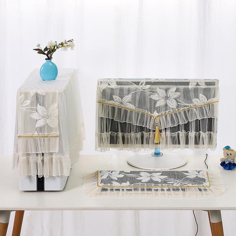 3Pcs Keyboard 17 24 27inch LCD Monitor Protective Dustproof PC Host Machine Universal Dust Cover Desktop Computer Lace Fabric