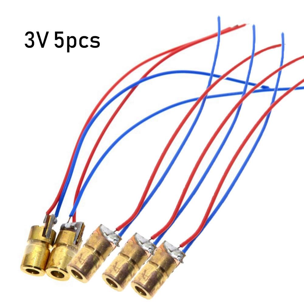 5pcs Adjustable Laser Diode 650nm 6mm 3/5V 5 Million Watt  Red Point Line Laser Diode Module Red Copper Head