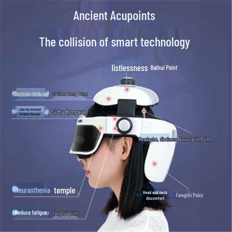 Automatic Scalp Massager Helmet for Migraine and Fatigue Relief, Sleep Aid, and Meridian Dredging.