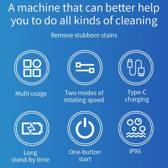 Electric Cleaning Brush Cordless Rechargeable Scrubber Motor Overload Safety Kitchen Cleaning Brush Home Cleaning Tool