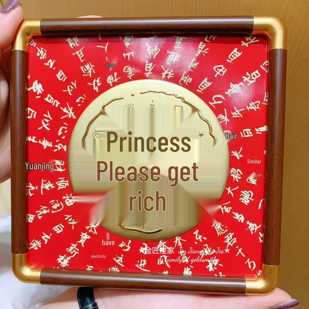 Shuibei Style 999 Pure Gold Cake Ornament - Prosperity, Peace, and Joy Housewarming Gift